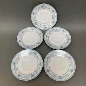 Noritake Blue Hill 2482 Saucers Plates Blue White Platinum Trim Lot of 5